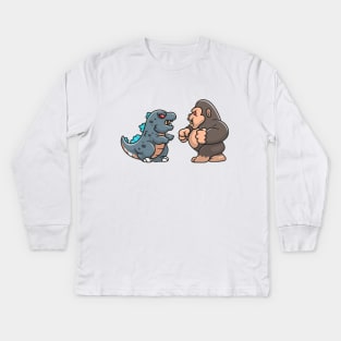 cute godzillz vs king kong Kids Long Sleeve T-Shirt